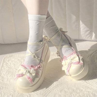 Platform Bow College Style Jk Shoes Women's New Sweet Loli Single Shoes Platform Heightening Lolita Women's Shoes