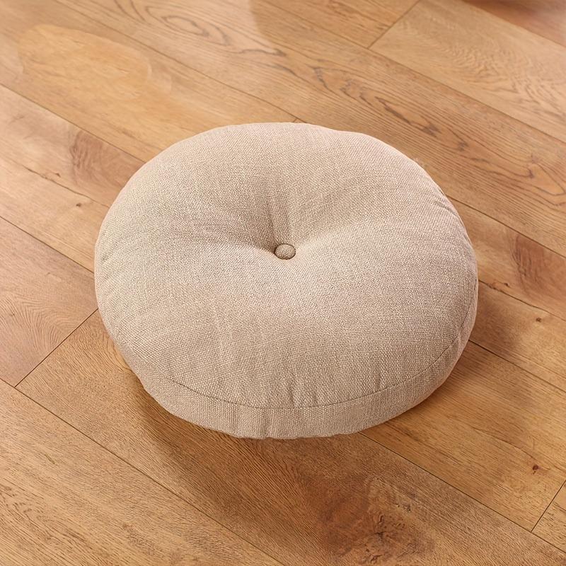 

1 шт. Льняная подушка-футон, Подушка для пола в современном стиле: Только ручная стирка, Без принта, Полиэстеровый наполнитель, Диаметр 39 см/15,35 дюйма бежевый