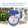 15mm 1/2 Inch Cold Water Meter with Fittings for Garden & Home Usage 15mm Cold Water Meter Home Water Meter Cold Water Meter