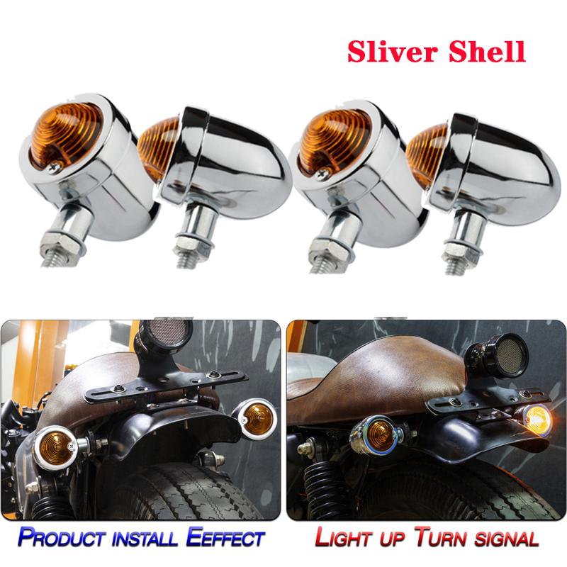 Bullet Motorcycle Turn Signal Lights Indicator Amber Blinker Retro Lamps For Harley Davidson Honda Yamaha Cruiser Bobber Chopper