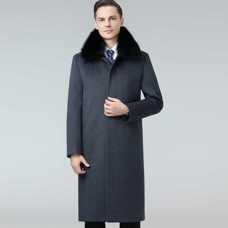 

Кашемировое пальто мужское длинное выше колена шерстяное пальто для папы шерстяное пальто среднего возраста утолщенное съемная подкладка из пуха ветровка 195