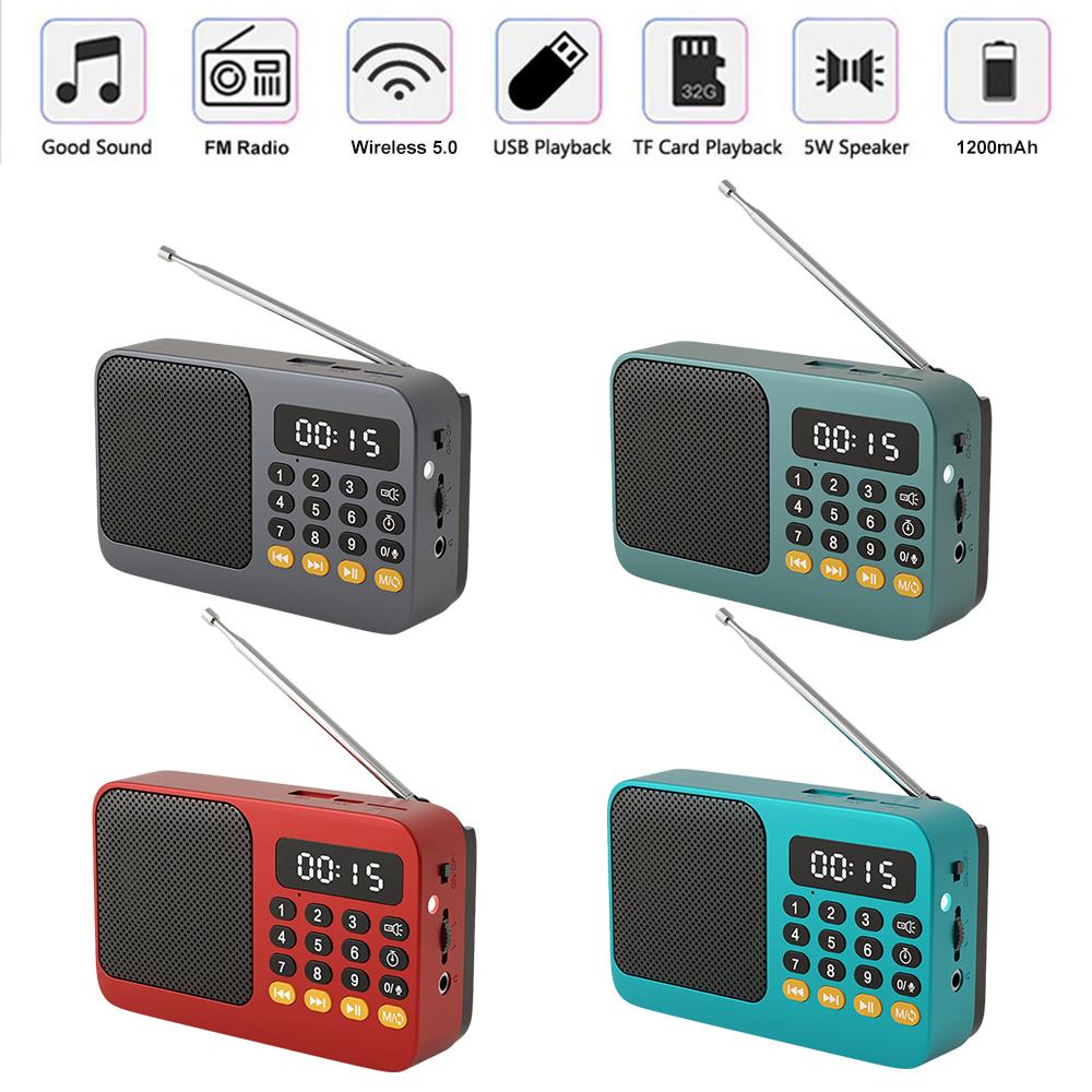New Portable Radio Small Emergency FM Radio Receiver Rechargeable Radios with LCD Display Bluetooth 5.0 Sound Box Music Player