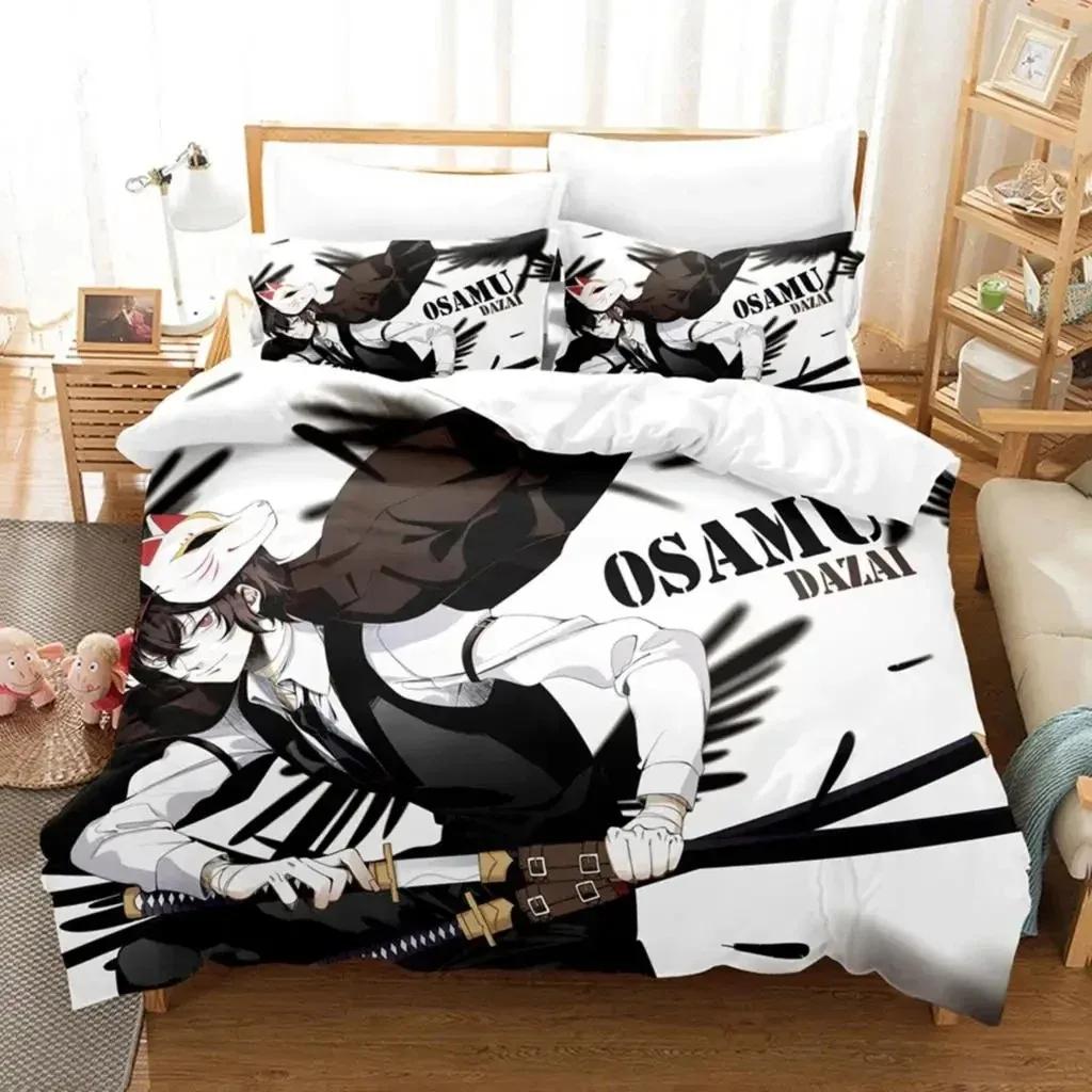 Comforter Anime Dazai Bungo Stray Dogs Bedding Set Boys Girls Twin Queen Size Bed Kids Adult Home Textile