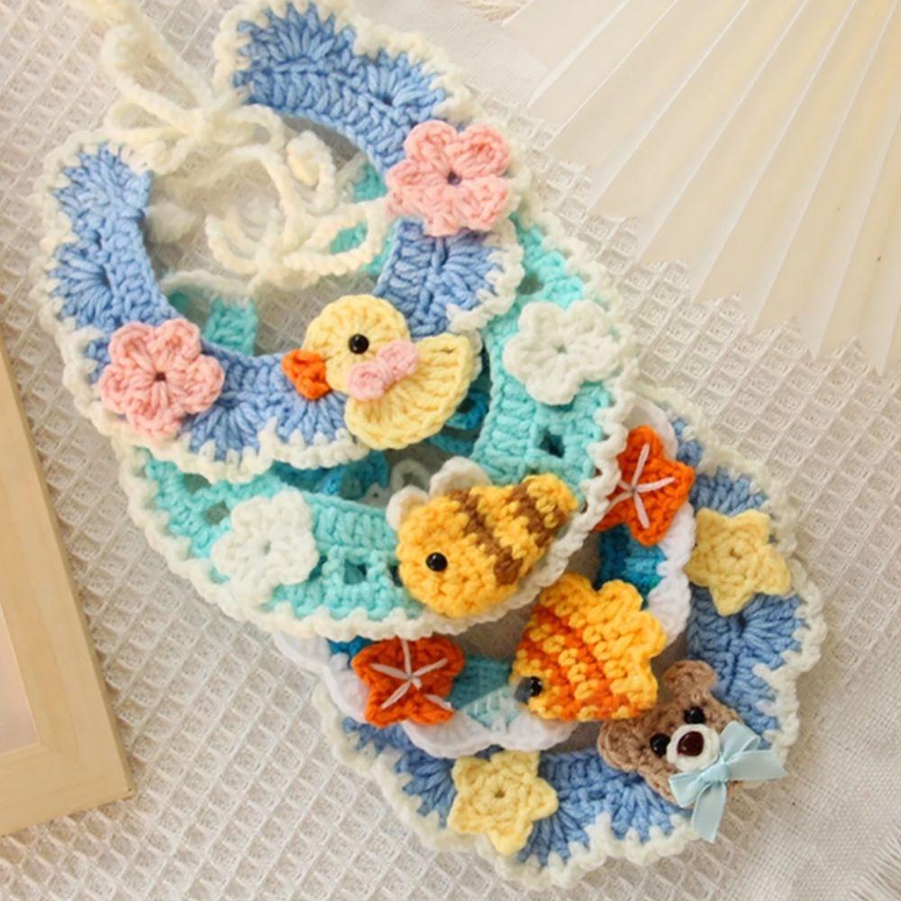 

Регульований нашийник для домашніх тварин ручної в’язки ремінь для цуценяти на шию Милий кіт намисто кіт S-Small fish