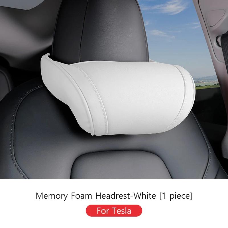 Car Neck Pillow Both Side Pu Leather Headrest Pillow Automobile Seat Neck Rest Seat Head Support Pillow Used For Tesla Model Y 3