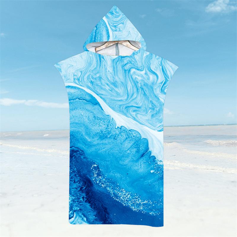 Seaside View Bathrobe Beach Towels Quick-Drying Bath Towels Microfiber Hooded Cloak Swim Surf Adult Poncho Enjoy Summer Holiday