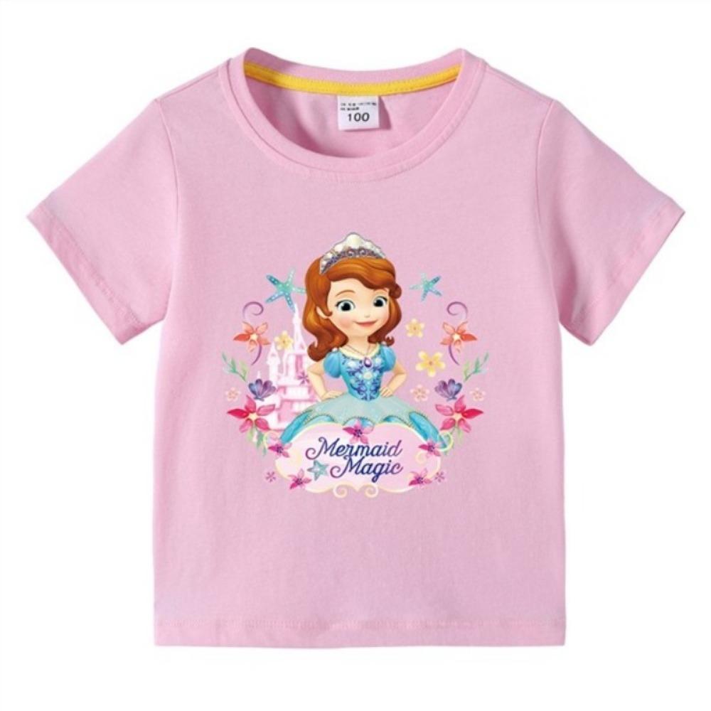 Children's T-shirt Sofia Princess Print Pure Cotton Breathable Outfit 2026 Summer New Fashionable Cool Top