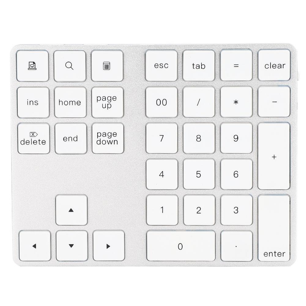 

Беспроводная цифровая клавиатура BT, цифровая клавиатура с 34 клавишами, концентратор клавиатуры TypeC, подходит для Windows Silver серебряный