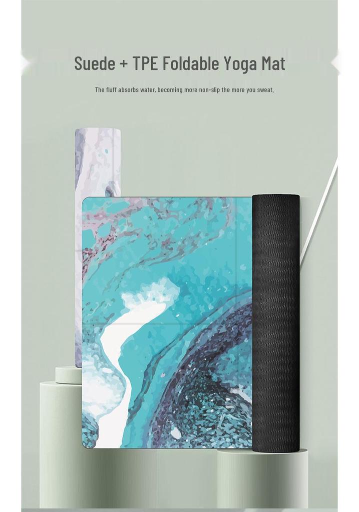 Foldable Non-Slip Suede Yoga Mat - Lightweight & Sweat-Absorbent