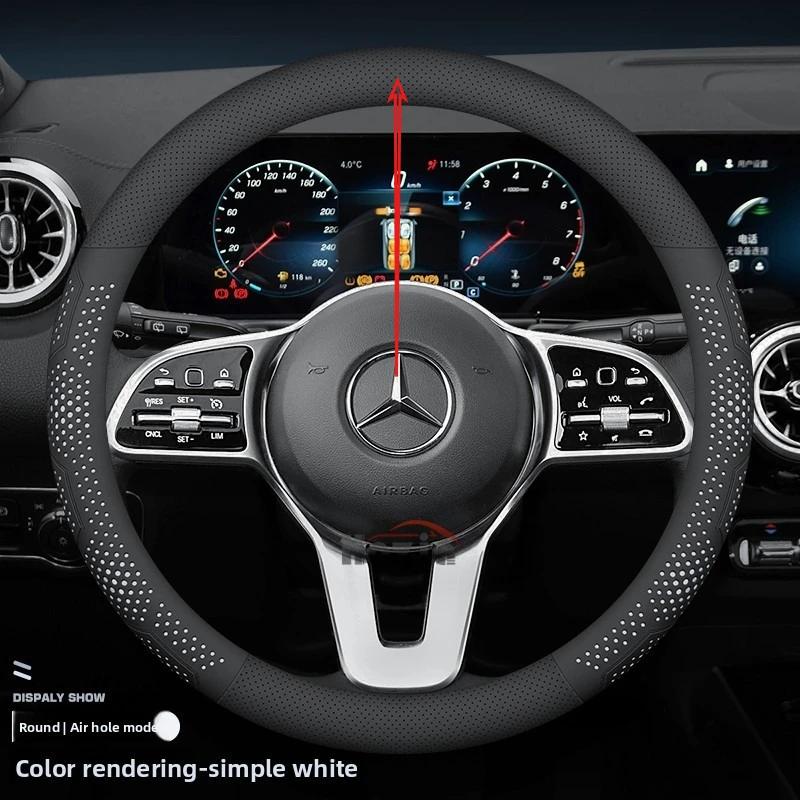 Leather Car Steering Wheel Cover for Mercedes-Benz A-class CLE-class G350 C220 C-class GLB W124 W203 W447 W212 W210 W221 W213 mo00