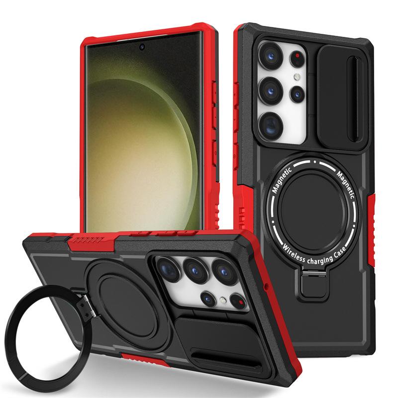 New Model Suitable for Samsung S25 Ultra Fulcrum Magnetic Push Window Mobile Phone Case Note20U Anti Fall Bracket Protection Case