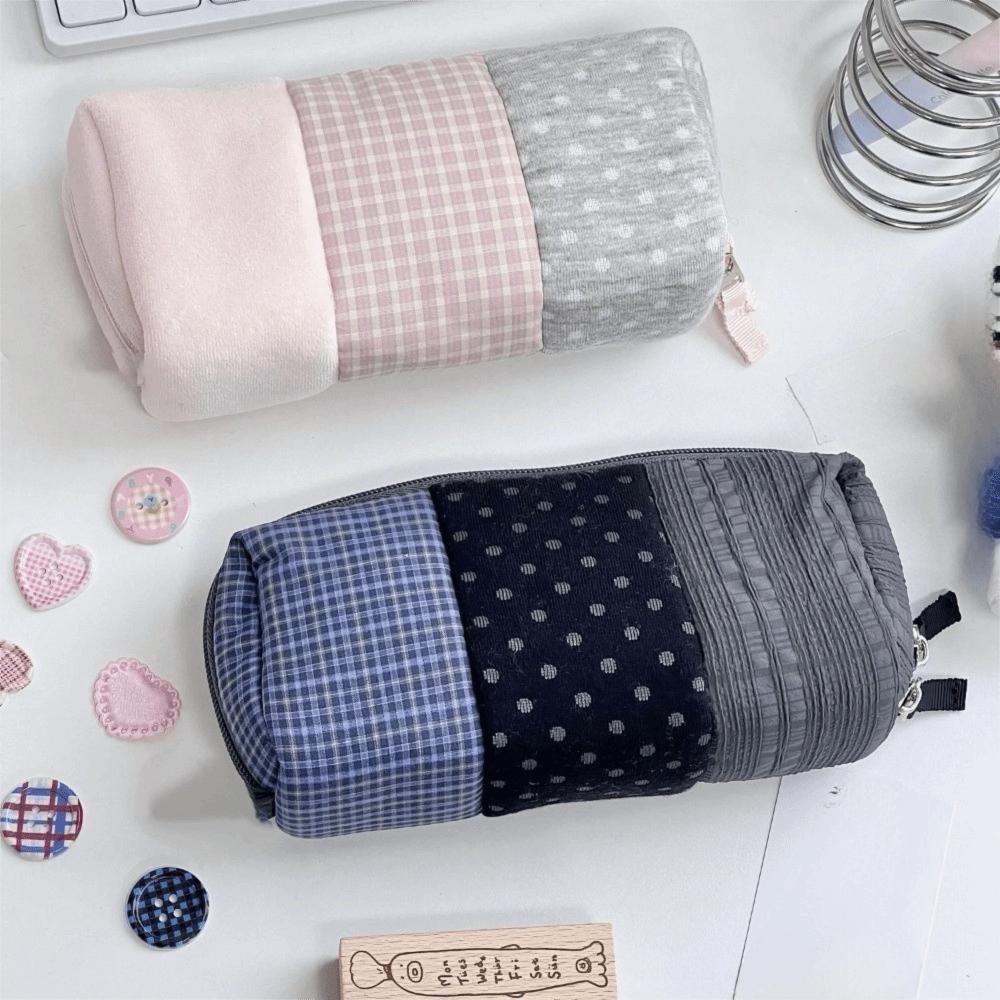 Polka Dot Stationery Bag Plaid Pattern Pen Bag Multi Pattern Pencil Case Office Use
