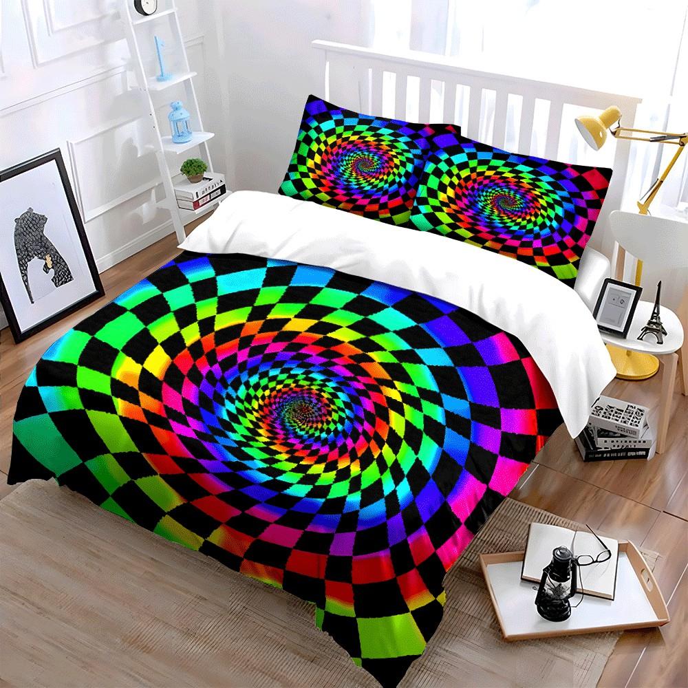 Colorful Illusion Set For Decor Exquisite Three-Piece Bedding Set Gift For Kids And Adults