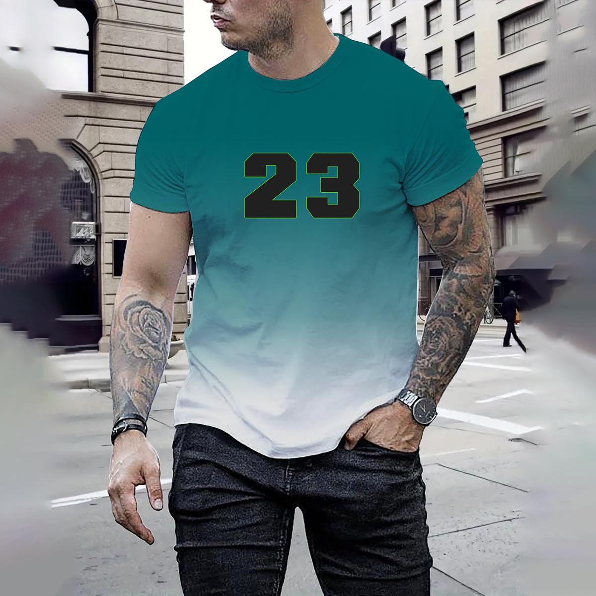 3D Digital Printed Striped Men s Casual and Comfortable Loose Short Sleeved T-Shirt S