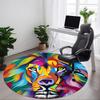 1pc Colorful Lion Face Carpet, Round Non Slip Durable Large Size Office Carpet, Suitable for Office