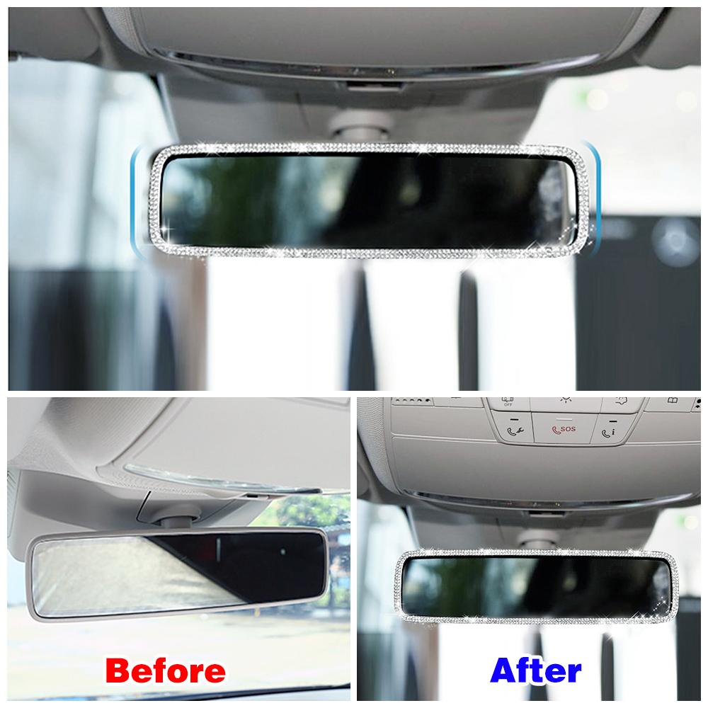 For Mercedes Benz E Class W213 2016-2019 Interior Rearview Rear View Mirror Cover Trim Sticker Artificial Crystal Diamond Decal