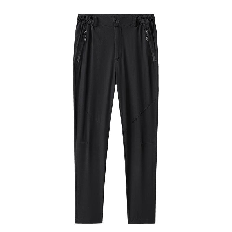 Men's Summer New Ice Silk Quick-drying Casual Pants Green Boys Running Sports Solid Color Straight Versatile Trousers Men