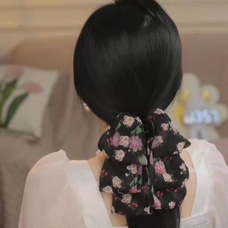 Elegant Women Large Bow Hair Claw Chiffon Big Bowknot Stain Bow Barrettes Hairpin Women Color Ponytail Clip Exquisite Sweet Hair Accessories