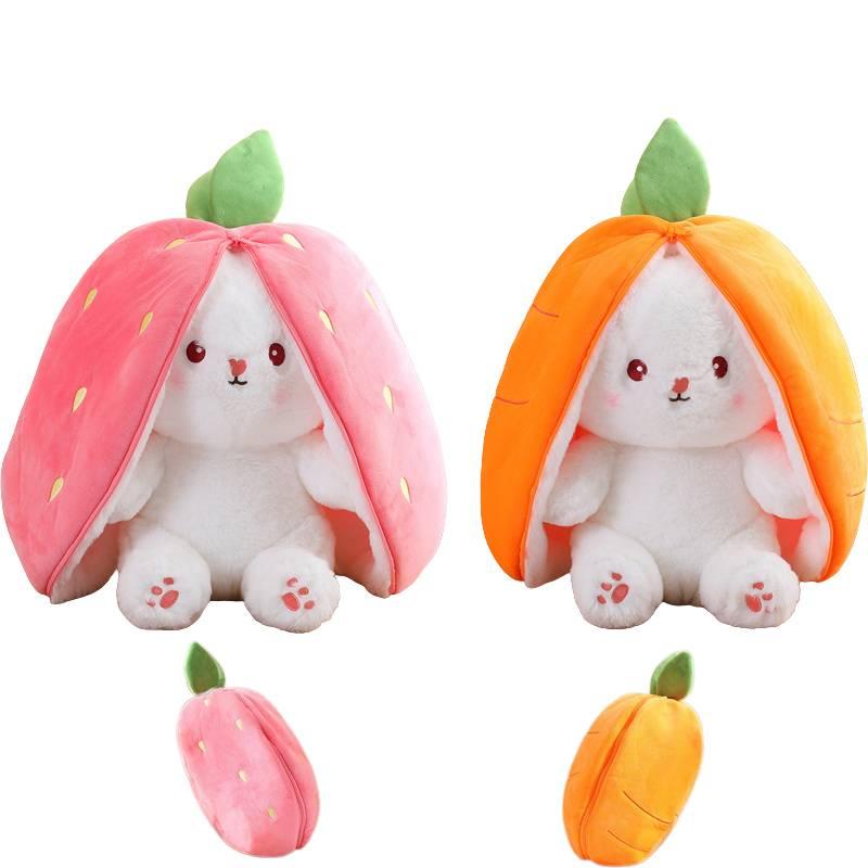 Shapeshifting Fruit Rabbit Plush Toy Stuffed Action Dolls Kids Throw Pillow