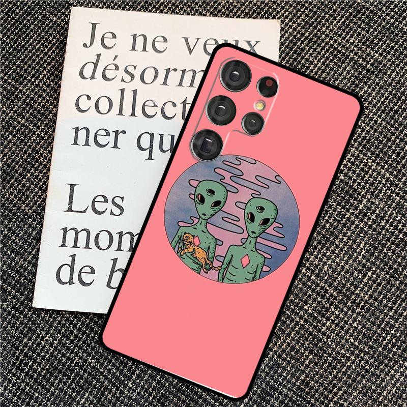 Aesthetics Cartoon Alien Space Case For Samsung Galaxy S25 S24 Ultra S20 S21 S22 S23 Ultra S9 S10 Plus S25 FE Back Cover