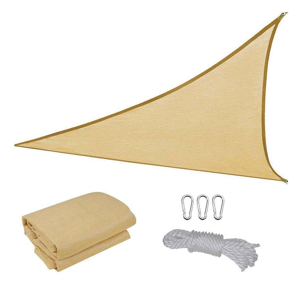 JIANLEI Outdoor Sunshade, Yellow, Triangular 4M*4M*4M, for Flowerbeds, Plants, Gardens, Corridors, Balconies, Etc. Easy Installation, Includes D-shape