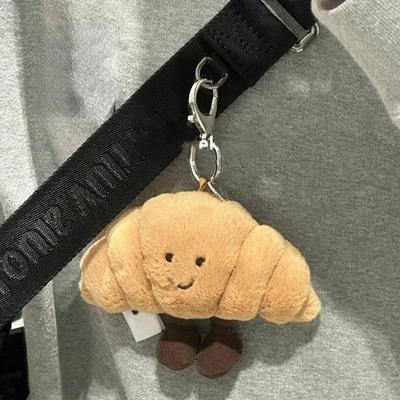 Kawaii maizes plīša kulonu rotaļlieta radoša kruasāni maizes rullīša plīša lelles atslēgu piekariņa dekorēšana mugursomas kulonu dāvana