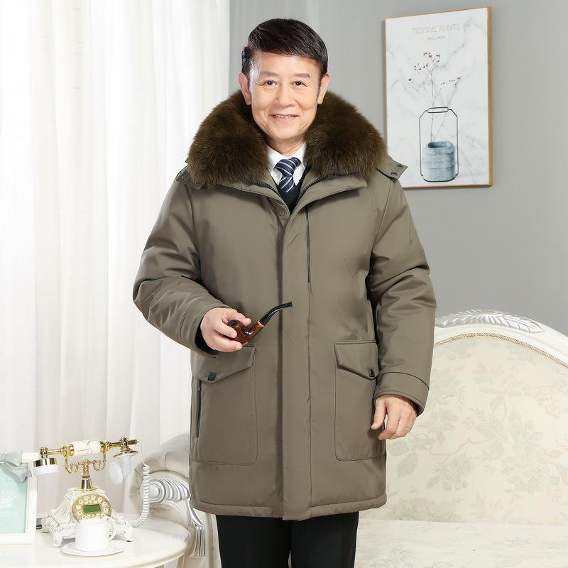 New Style Removable Down Jacket for Men, Medium and Long Daddy Style, Middle-aged and Elderly 405060-year-old Jacket