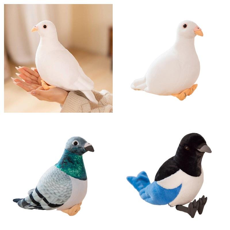 Realistic Plush Pigeon Toy With Soft Pp Cotton Filling, Perfect For Decor And Gifts, Available In White And Green