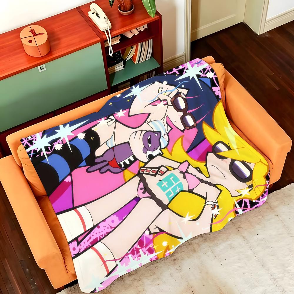 Anime P-Panty S-Stocking Throw Flannel Cozy Print Blanket, Portable, Durable Machine Washable Cute Cool