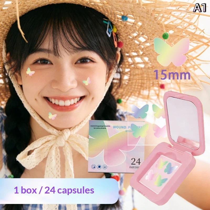 24/36 Patches Cute Colorful Laser Star Butterfly Pimple Patches Stickers Pimple Invisible Cover Skin Care Face Spot Makeup Tools