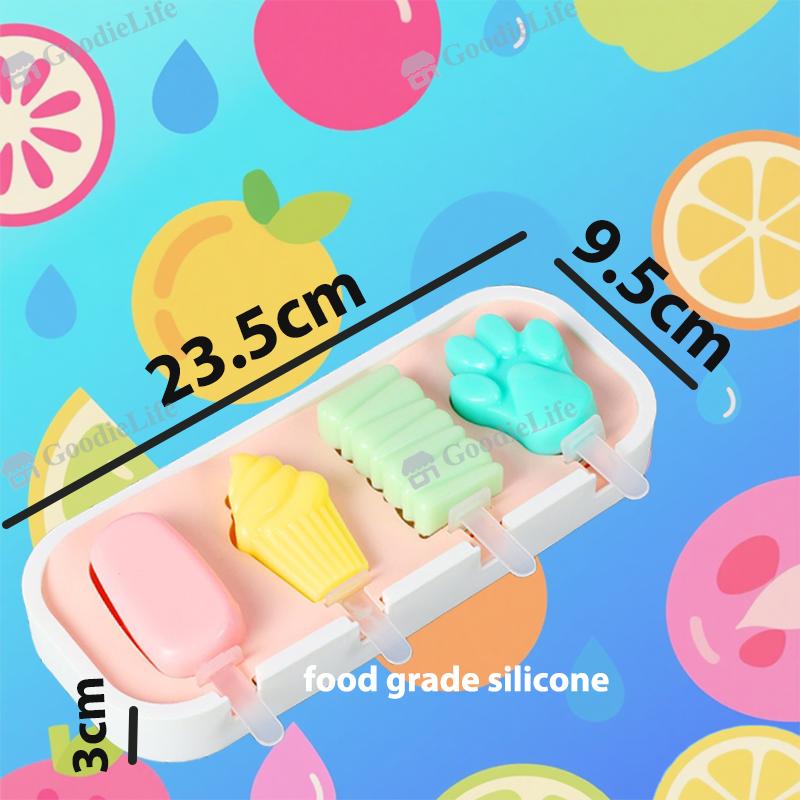 Food Grade Silicone Moulds, Reusable,Silicone Icicle Moulds +6 Reusable Sticks, Silicone Ice Moulds for Kids with Handle, Ice Lolly Moulds with Lid