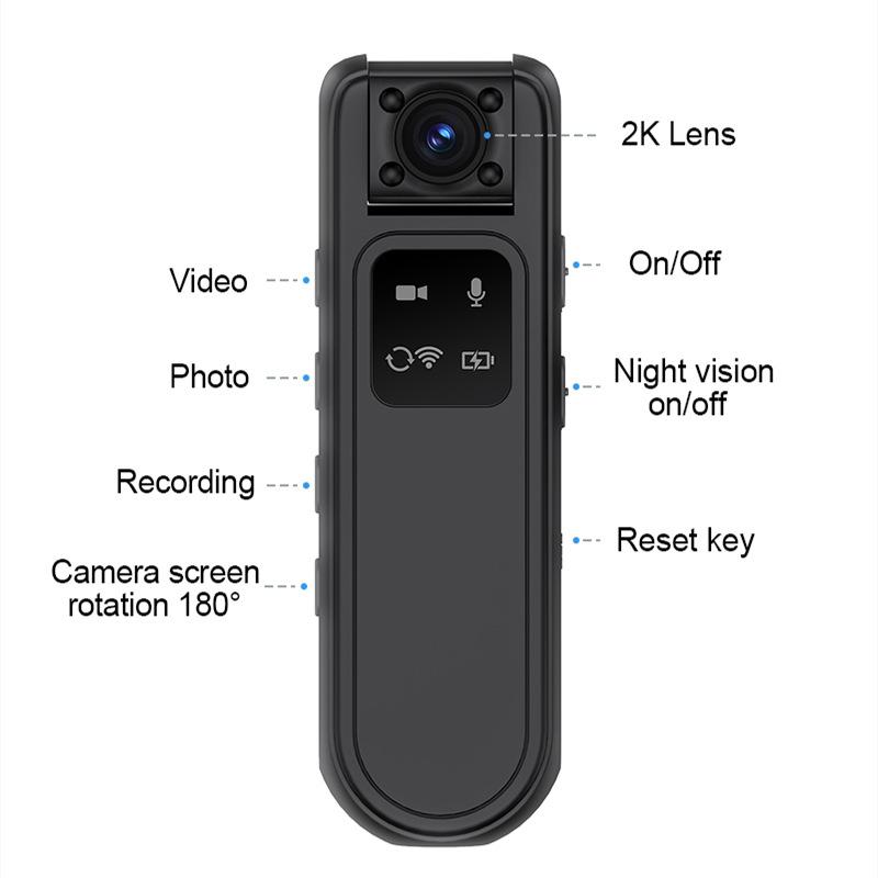 HD WiFi Camera, Night Vision Bodycam, Outdoor Sports Camera, Webcam, Rotatable Bicycle Video Recorder