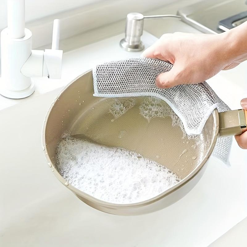 5/10pcs, Dishcloth, Daily Cleaning Cloth, Grid Non-stick Oil, Dishcloth, Kitchen Stovetop, Dish Washing,Dish Cloth, Wire Dishcloth Easy To Wash
