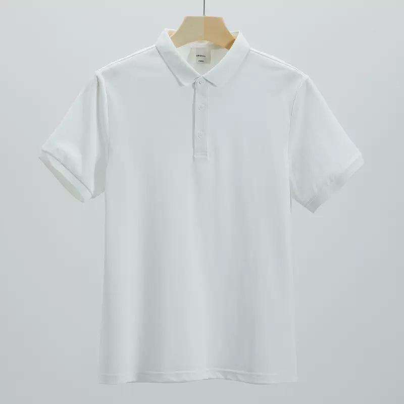 

Летняя мужская рубашка поло с короткими рукавами и лацканами - повседневная футболка узкого кроя в британском стиле M белый