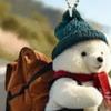 Cute Bear Rearview Mirror Pendant Stylish Backpack Bear Design Lifelike White Bear Ornament