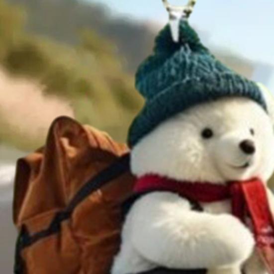 Cute Bear Rearview Mirror Pendant Stylish Backpack Bear Design Lifelike White Bear Ornament