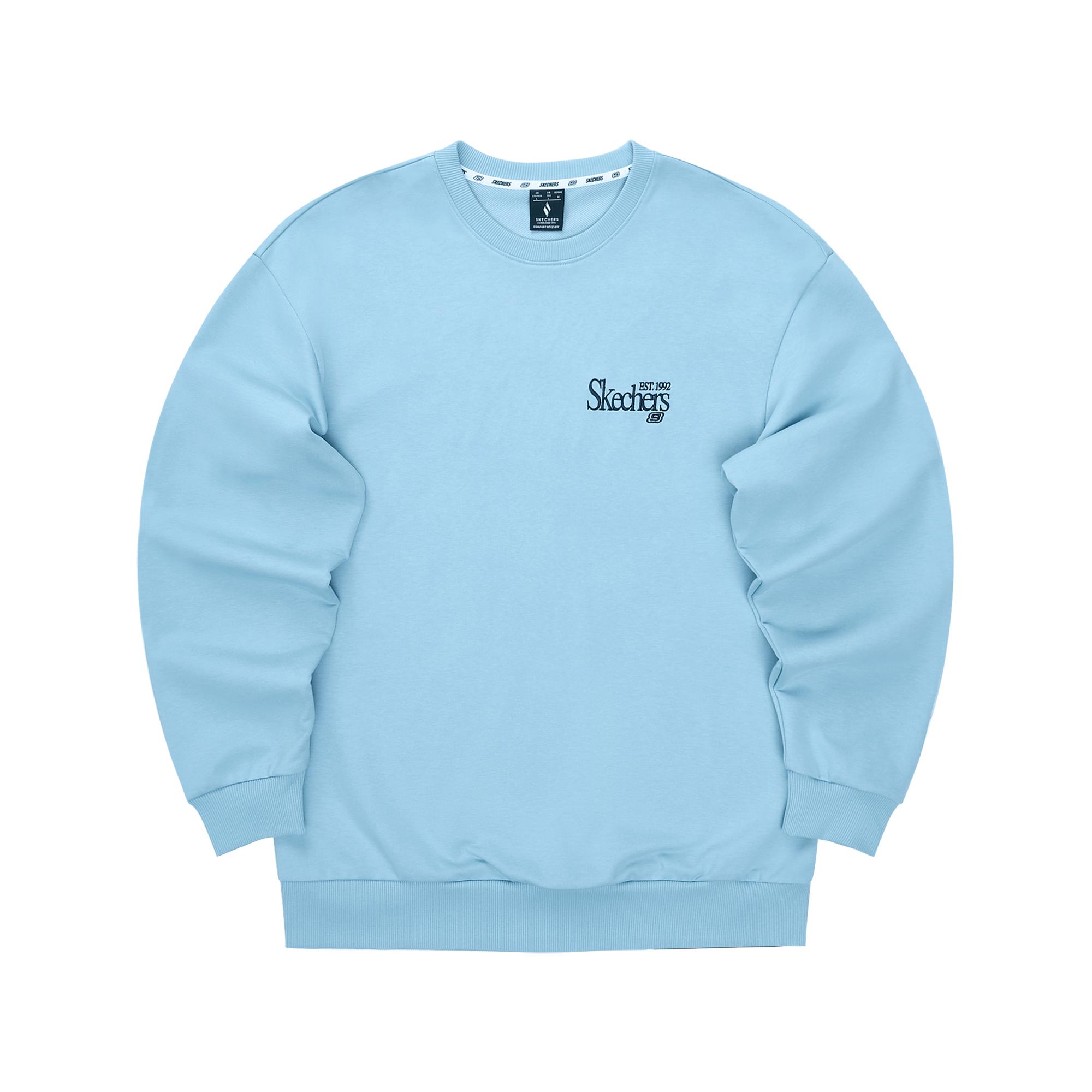 Skechers Simple College Knitted Embroidered Pullover Sweatshirt Unisex Sweatshirt Glacier-Lake-Blue L324U107-04K4 XS