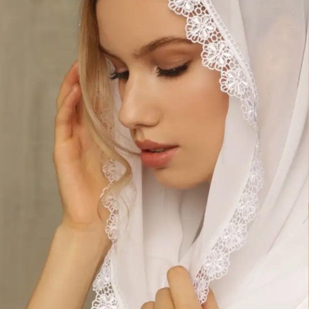 Einfarbiger Brautschleier Durchsichtiger Kathedralenschleier Vintage Hochzeits-Hijab Kirchenzeremonie