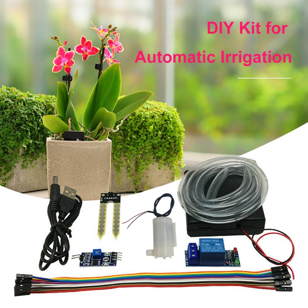 Automatic Irrigation Module DIY Kit Automatic Water Pumping Soil Moisture Sensor Relay Module 50cm Hose for Arduino