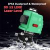 12 Line New 360 Horizontal Vertical Cross 3D Green Light Laser Level Self-Leveling Measure Super Powerful Laser Beam