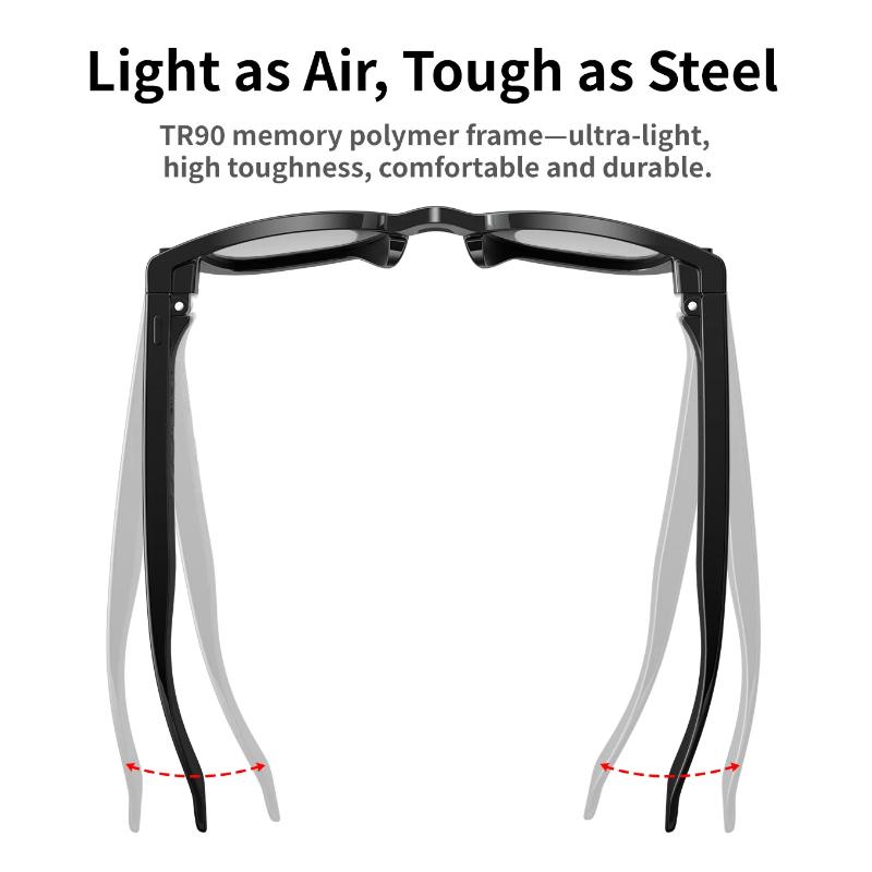MT3 Smart Glasses 8MP HD Camera Video Recording AI Translation Voice Assistant TR90 Ultralight Bluetooth Call Music Smart Eyewear USB Charging Unisex