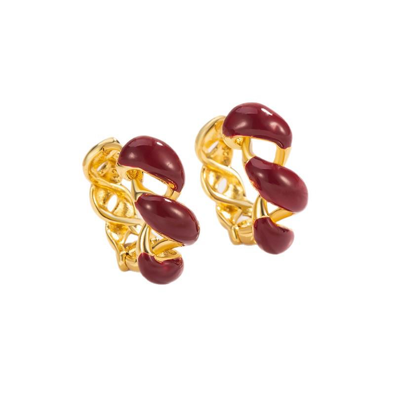 Red Twist Winter New Year High-End Earrings for Women - 2026 Popular Style