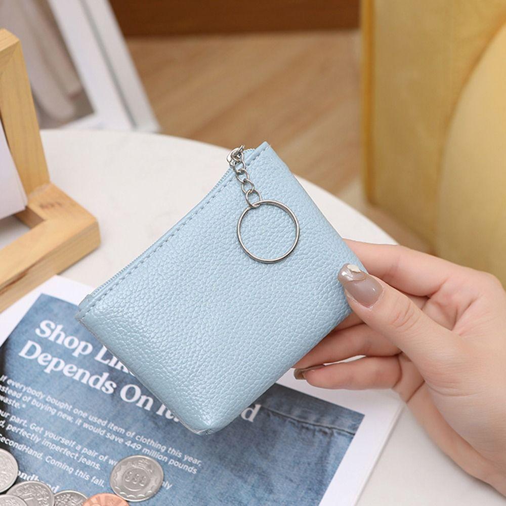 Mini Keychain Coin Purses PU Leather Card Storage Bags Change Purse Lipstick Pouch Key