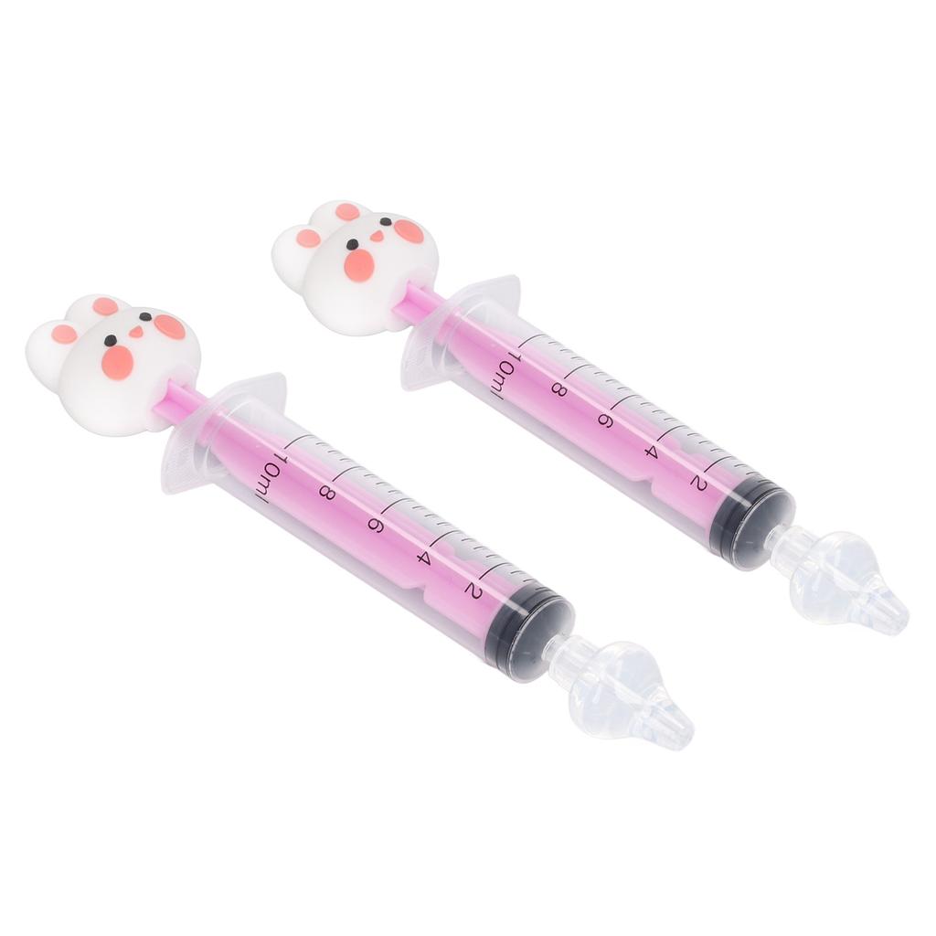 2pcs Baby Nasal Irrigator Cartoon Shaped Syringe Type Silicone Infant Nose Cleaner Rinsing Device
