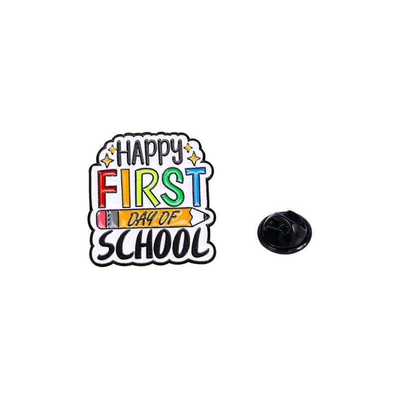 Colorful Back To School Collection Enamel Brooches Doctor's Hat Pens Happy First Day Pins Gift For Teacher Students