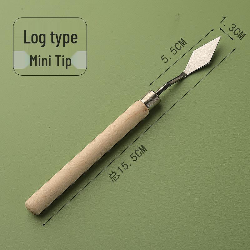 Student Art Stainless Steel Palette Knife - Wooden Flat Head, Pointed Gouache Scraper