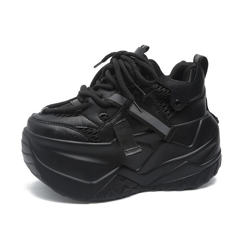 

Модные женские осенние повседневные туфли 2025 Новые дышащие сетчатые ромбовидные массивные кроссовки Модные универсальные женские спортивные туфли-папы 35 чёрный