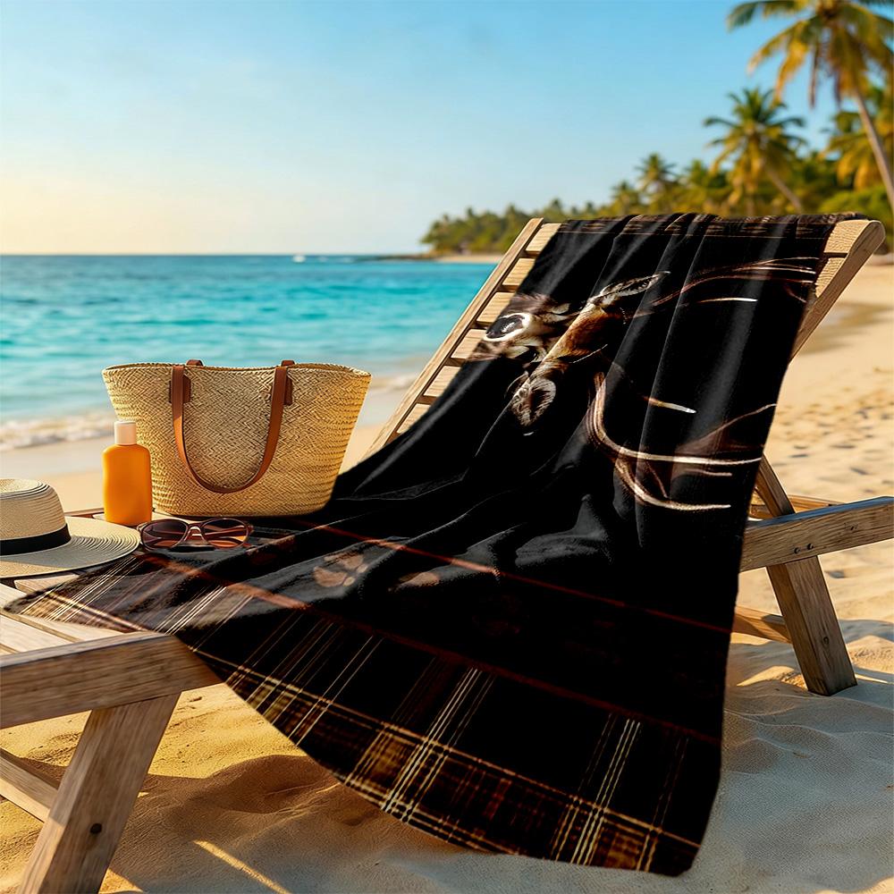 Deer Beach Towel Soft Durable Quick-Dry Comfortable Lightweight Perfect for Traveling Yoga Camping and Swimming