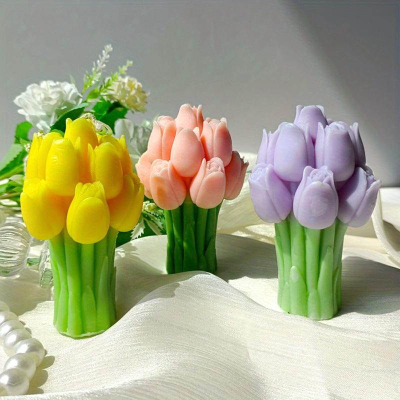 3D Tulpenstrauß Silikonform DIY Blumen Aroma Kerzen Gips Ornament Formen Handgemachtes Geschenk Seife Kerzenherstellung Zubehör