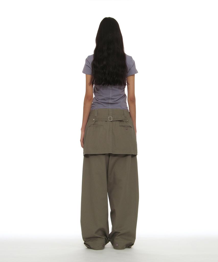 PARTIMENTO WOMEN Detachable Layered Chino Skirt Pants_Warm Gray